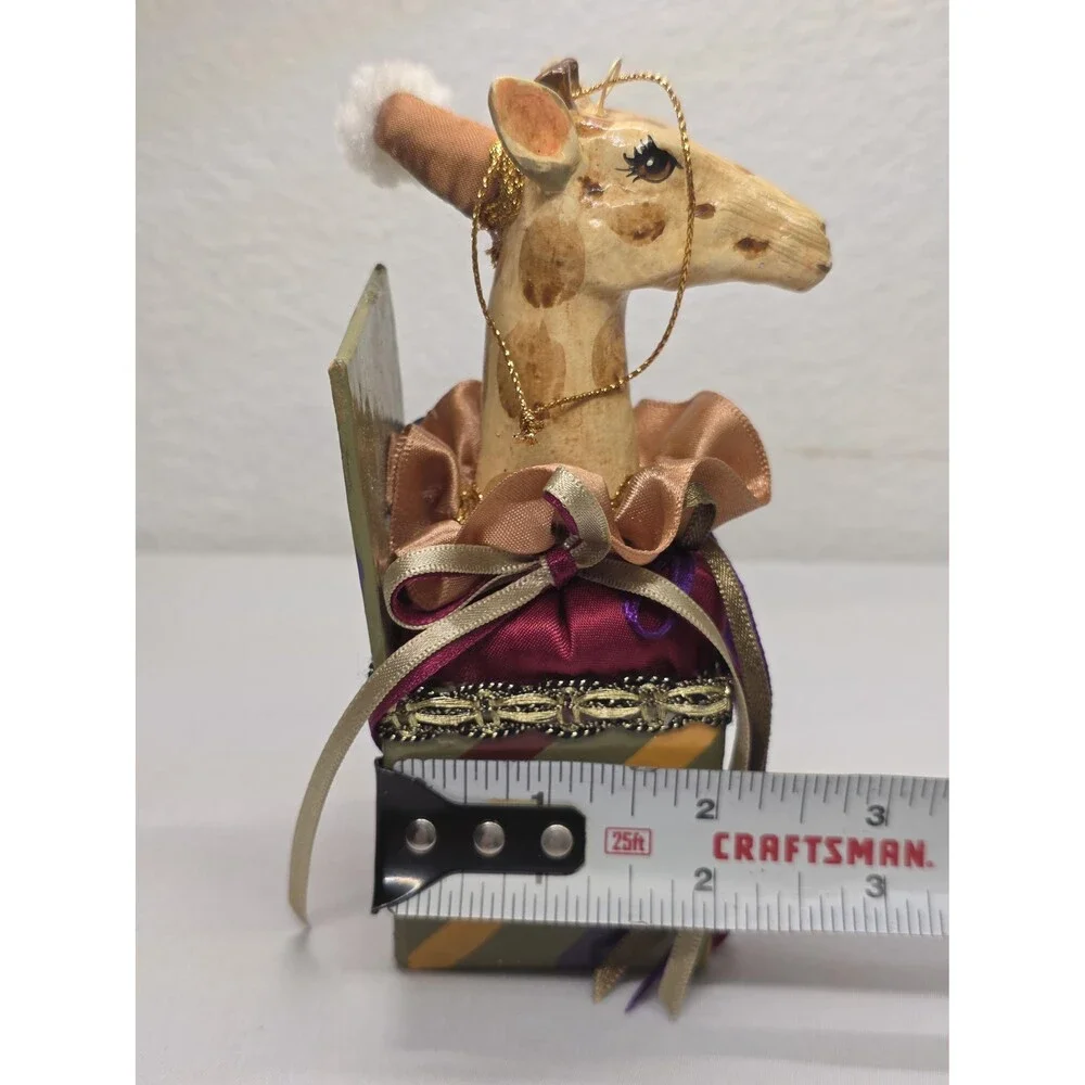 Vintage Katherines Collection Handcrafted Wooden Giraffe Trinket ornament Xmas